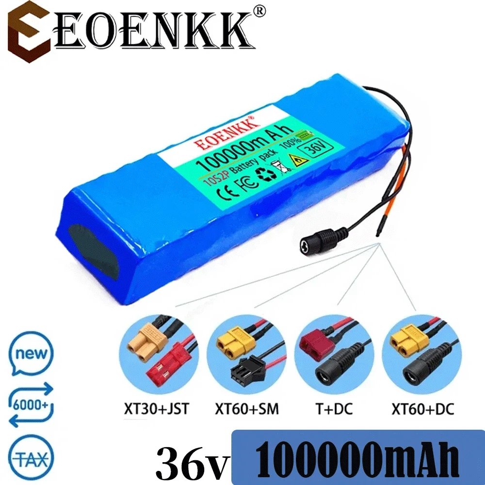 EOENKK 10S2P 36V 100000mAh 18650 Li-Ion Battery 1000W High Power and Capacity 36V Motorcycle Scooter