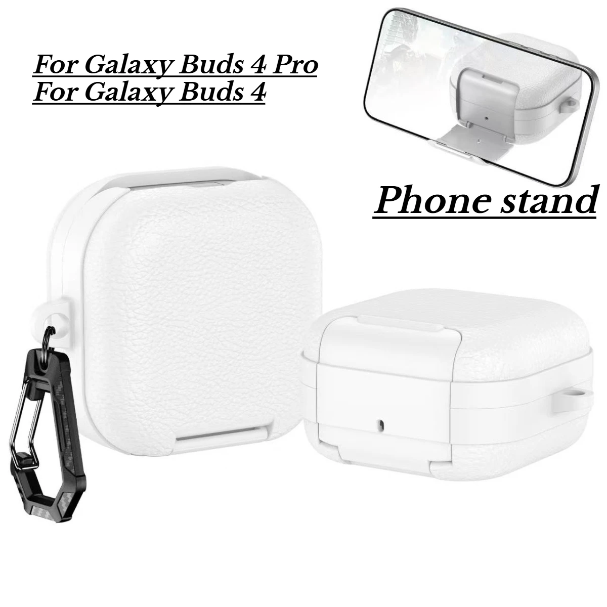 New Earphone Cover For Samsung Galaxy Buds 4 Pro or Galaxy Buds 4 Protective Case With Phone Stand Leather Texture Cover