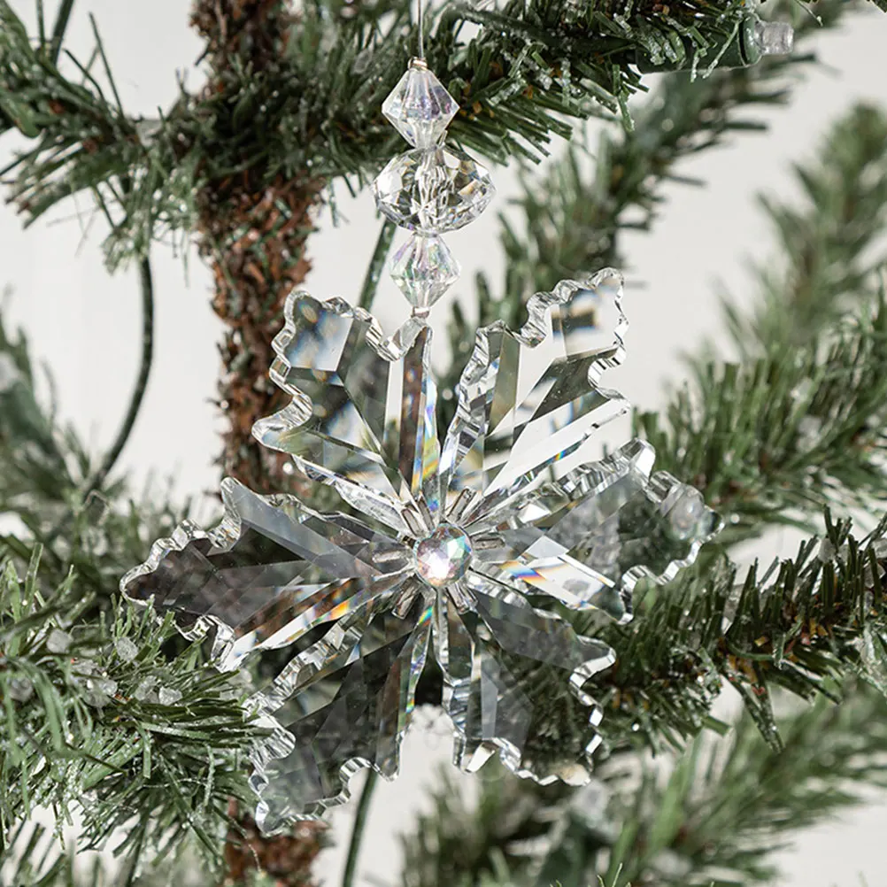 

Christmas Snowflake Hanging Ornament Acrylic Hanging Hole Xmas Tree Decoration Party Props Xmas Decor Christmas Decor