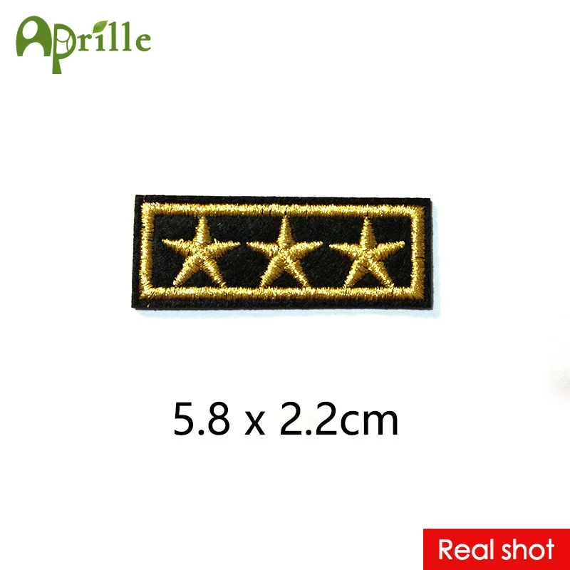 10 pcs oro a cinque stelle striscia di patch per i vestiti di ferro sew on esercito militare biker bracciali ricamato distintivo di applique