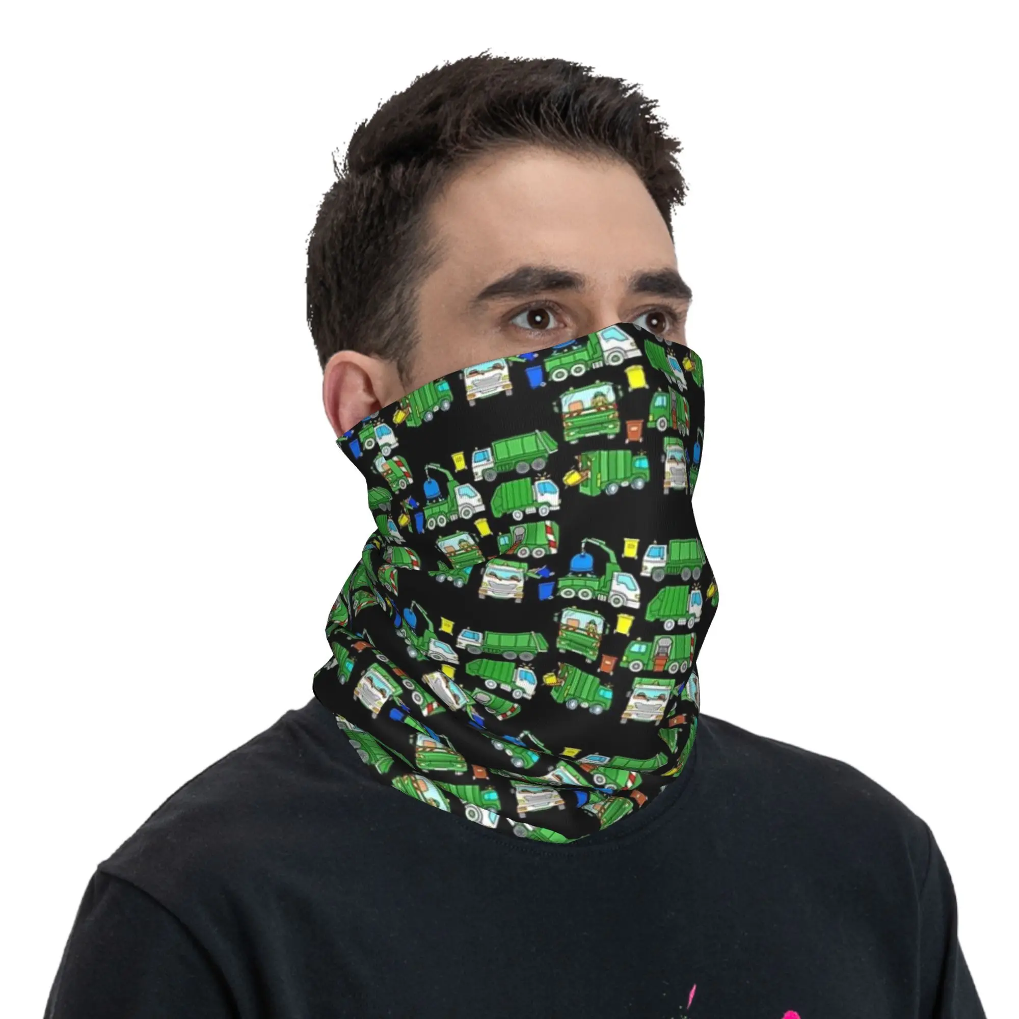 Garbage Truck Design Trashtrucks Rubbish Collection Vehicles Bandana Neck Gaiter Printed Wrap Mask Scarf Balaclava Cycling
