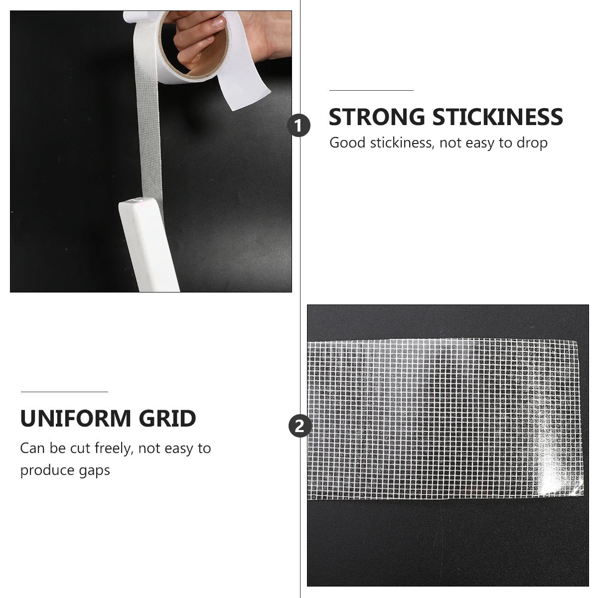 2PCS Screen Tape Fiberglass Mesh Sticker Fiberglass Mesh Sticker Adhesive Seal Window Door Patch Pool Tent RV Camping Hardware