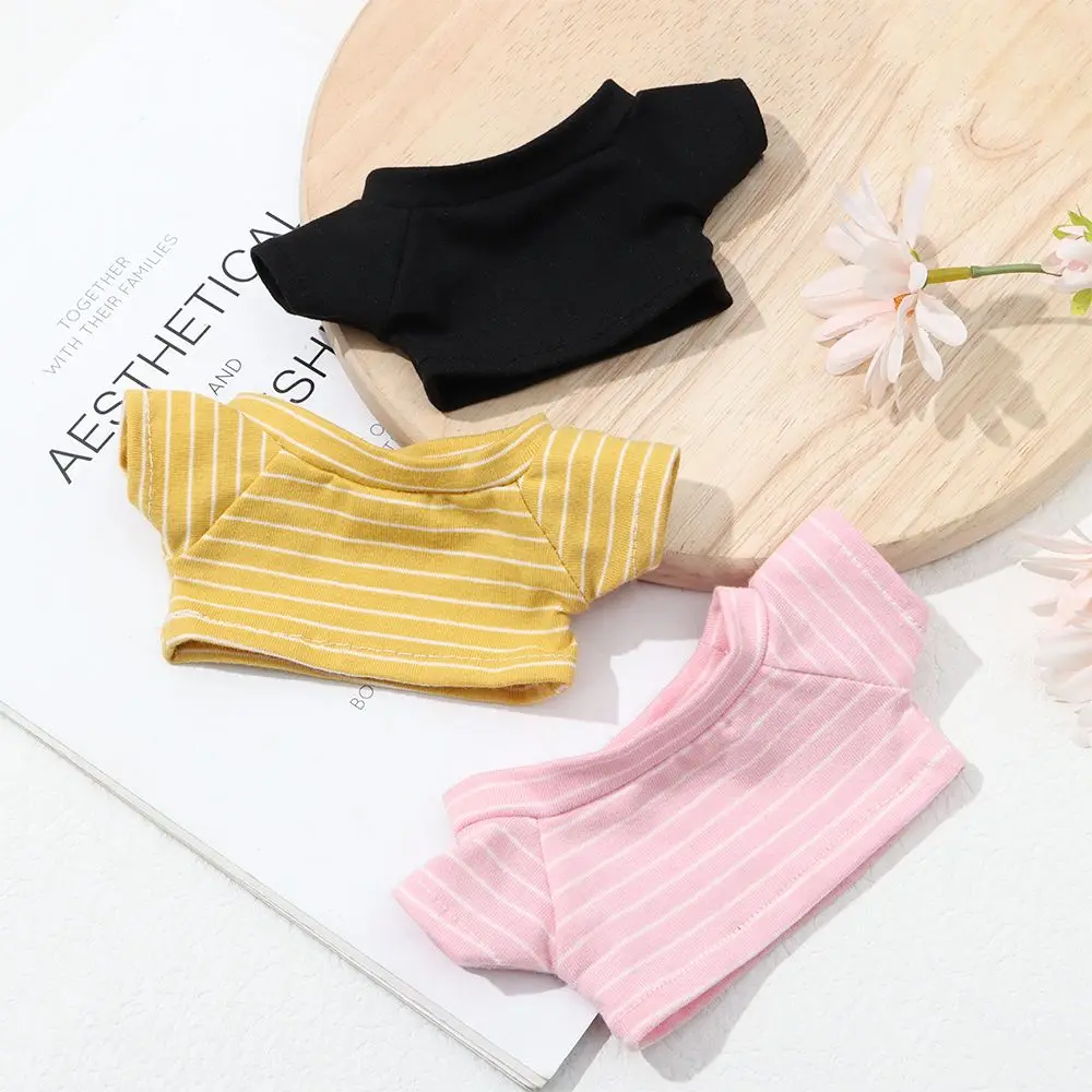 

Doll Stripes Short Sleeve T-shirt Accessories For 20cm Idol Cotton Stuffed Doll Clothes Playing House Changing Dressing Game