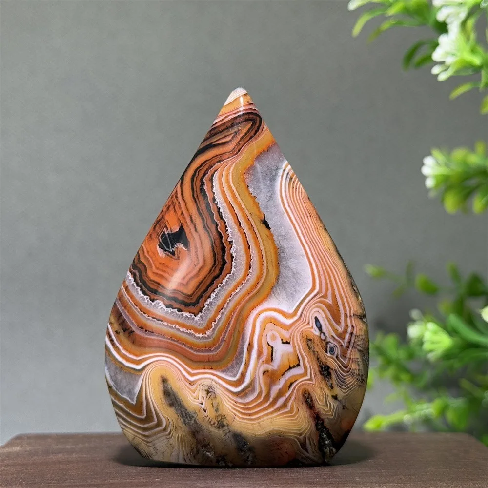 Agate rayée à motifs naturels et magnifiques, forme libre, torche, Reiki, méditation, sorcellerie, guérison des chakras, énergie, décoration d'intérieur, cadeau