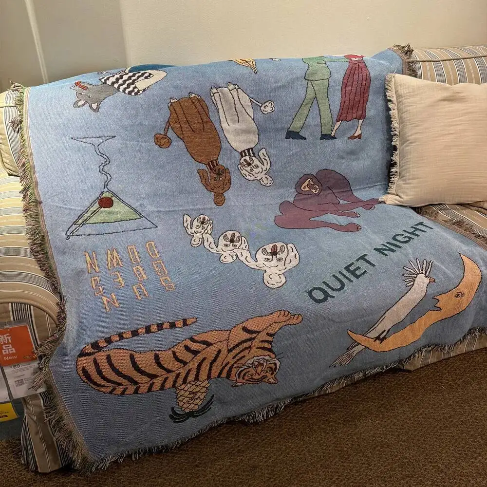 

130x160 см мультяшное одеяло для дивана, покрывало для отдыха, украшение дома, гобелен, одеяло для кемпинга, коврик для пикника, милая скатерть