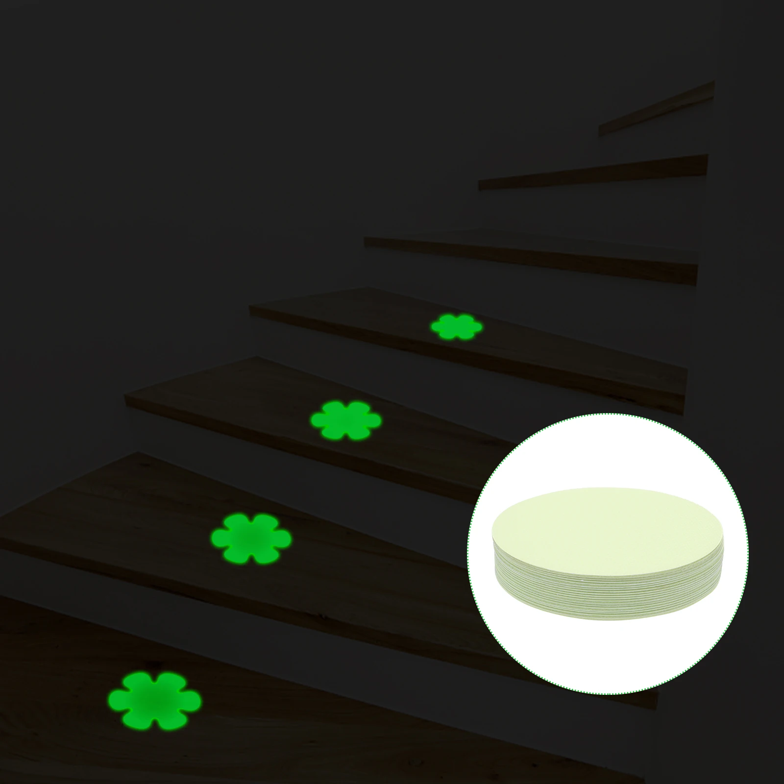 

Anti-Slip Reflective Luminous Safety Warning Strip Waterproof Fluorescent Adhesive Tape For Stairs Home Security Round