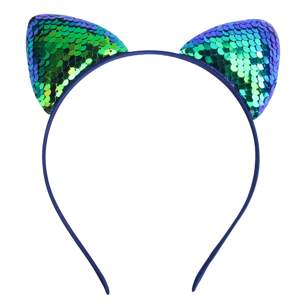 Cekinowa opaska z uszami kota błyszczące obręcze do włosów śliczna Bling Kitty opaska do włosów akcesoria do włosów dla dziewczynek codzienne noszenie strona dekoracji — zdjęcie 4