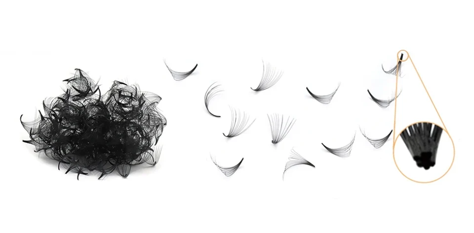 Lashprofessor 3D-40D Cluster Loose Fans Lash 7mm Sharp Thin Russia Volume Lash Pointy Base Medium Stem Vorgefertigte Wimpernverlängerung – Detail 13