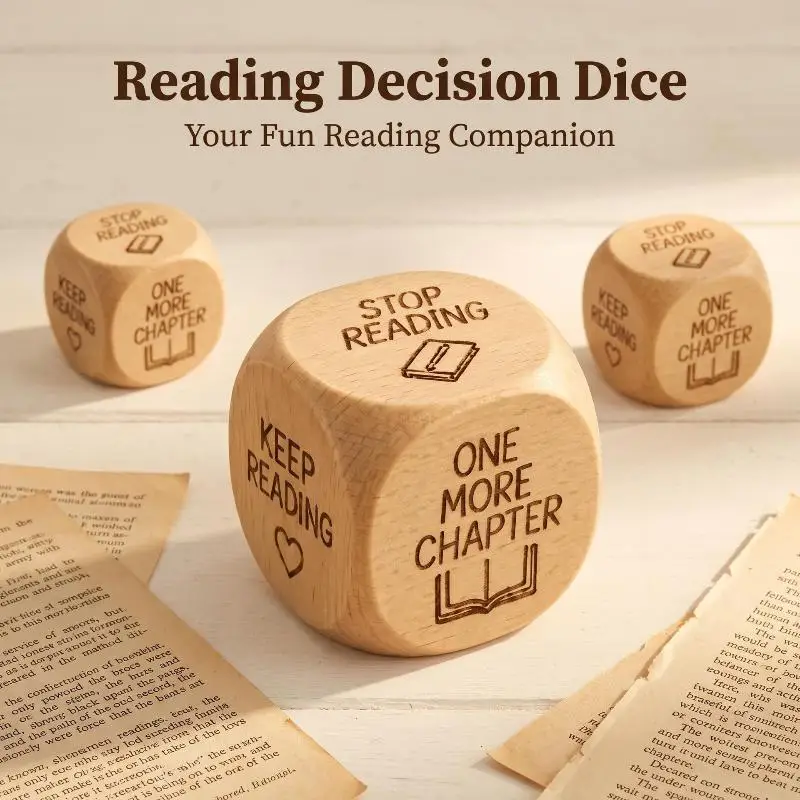1pc Handmade Wooden Decision Dice Dual Purpose For Quilting Sewing&Book Reading Lover Engraved Choice Cube Funny Desk Decor Gift