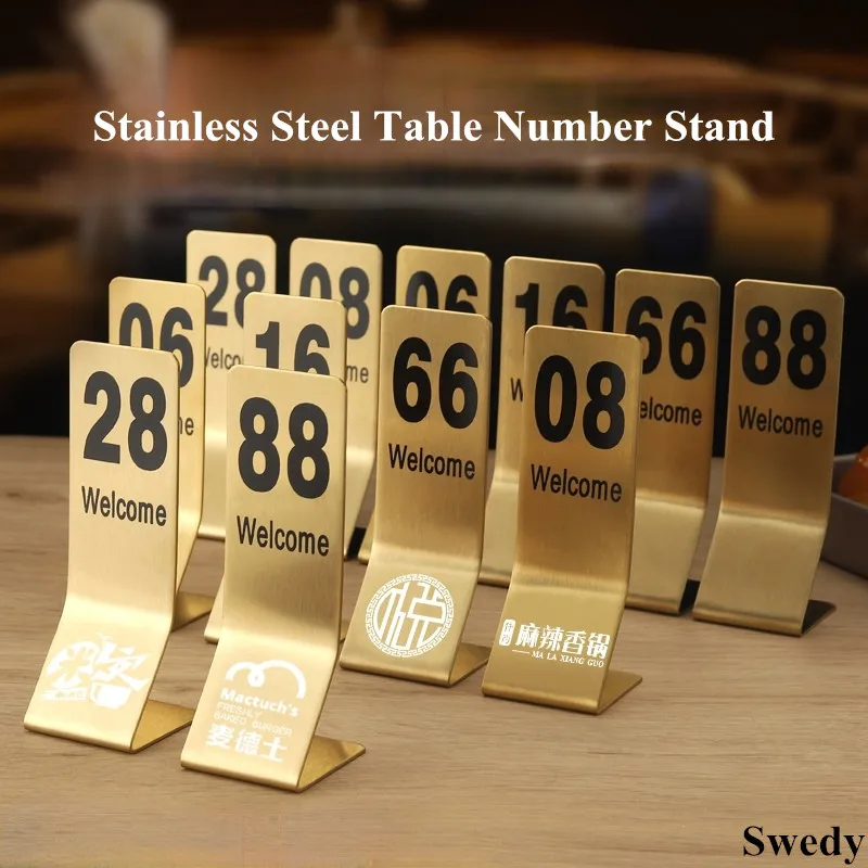 

Restaurant Stainless Steel Table Number Card Holder Decorative Metal Wedding Table Number Stand Place Card Holder