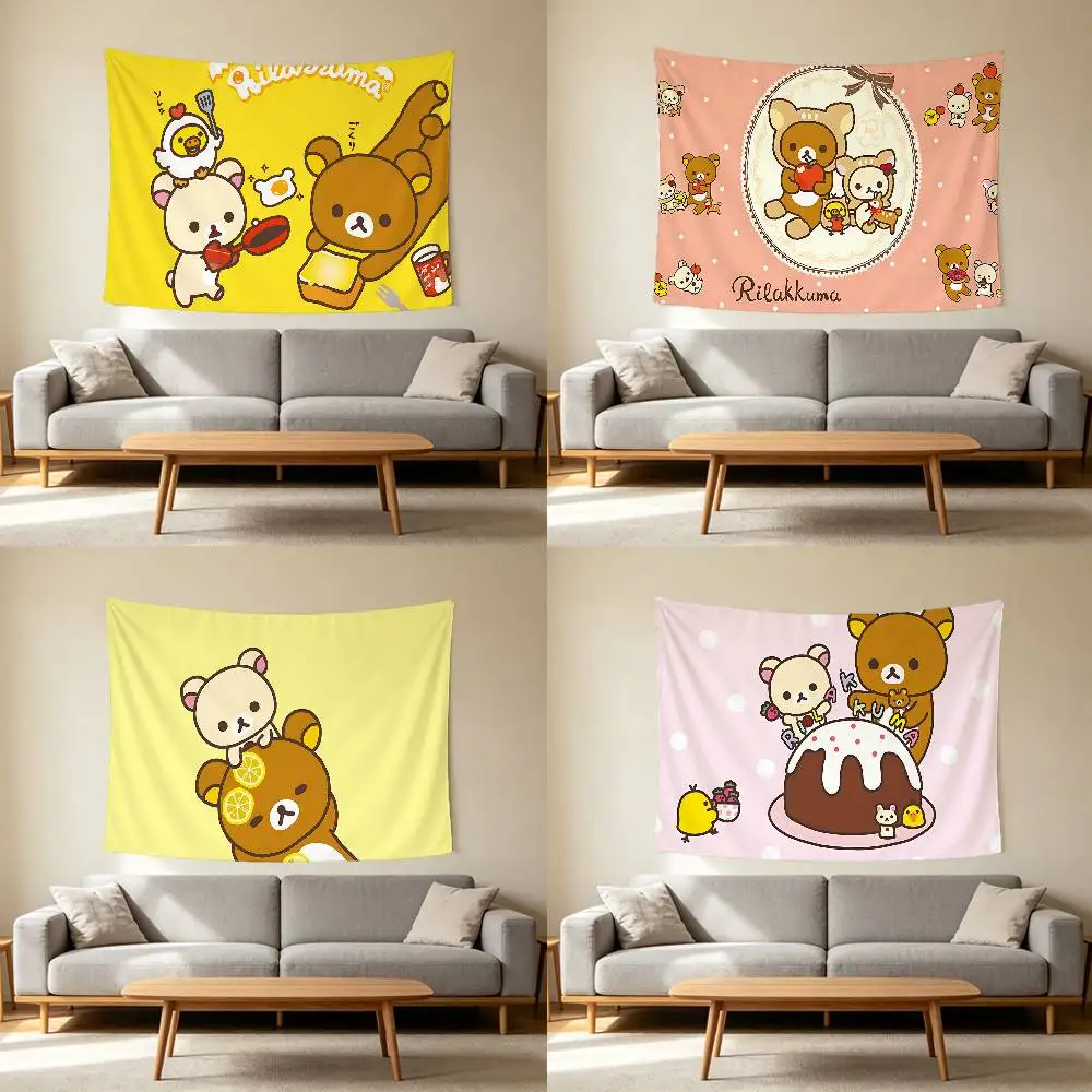 Cute Cartoon R-Rilakkuma Bear Wall Hanging Tapestry Wall Hanging Psychedelic Hippie Tapestry Bedroom Decoration