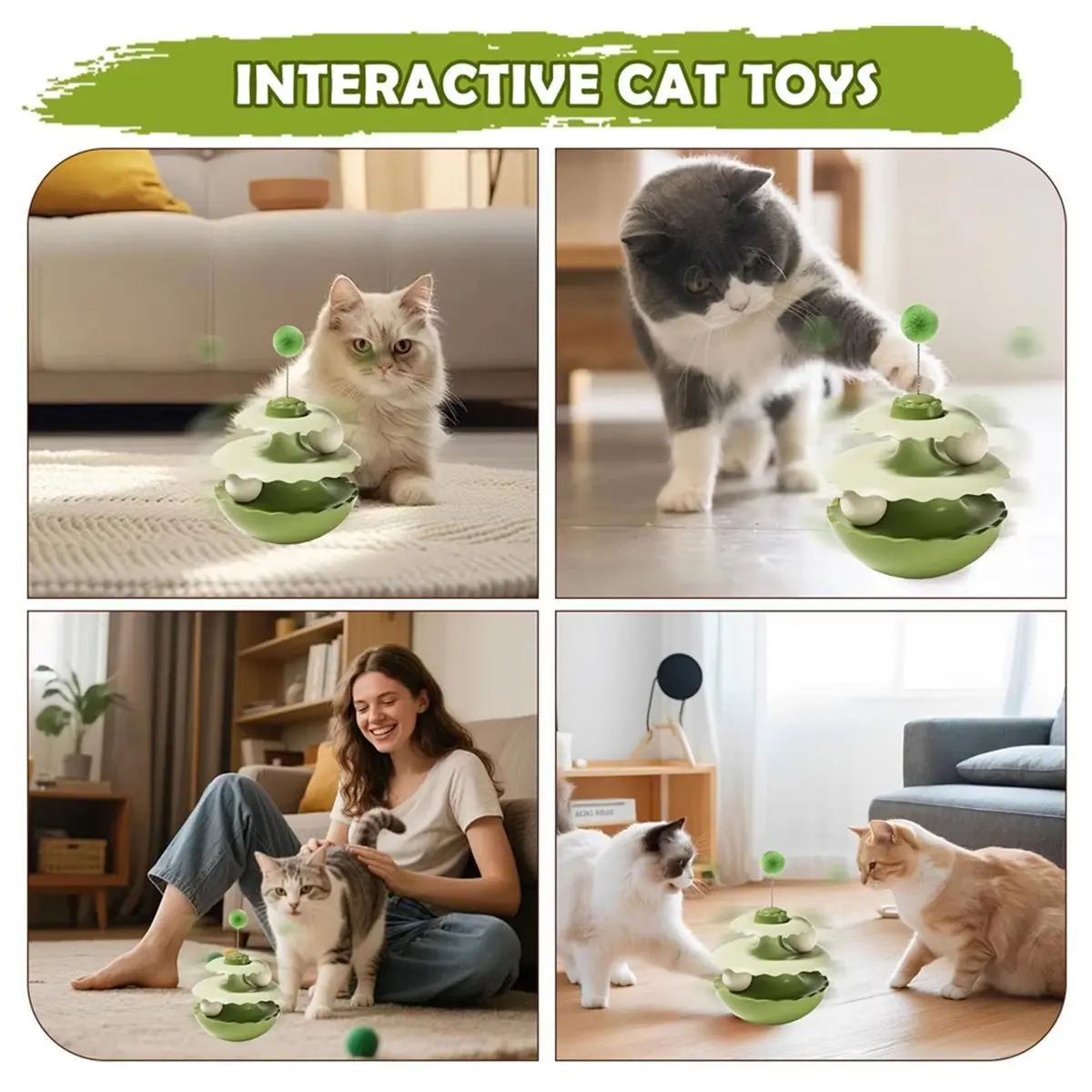 Ball Track for Indoor Cats Bored Animals Teaser Kitten Interactive Toy with Ball Track for Living Room Bedroom