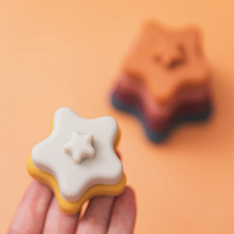 Décennie s en silicone de qualité alimentaire pour enfants, jouet TeWindsor en forme de fleur, jeu d'empilage de construction pour enfants, puzzle éducatif Montessori, cadeau pour bébé