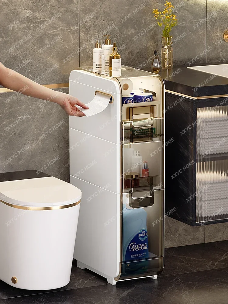 Bathroom Storage Rack Toilet Sandwich Cabinet Bath Stand Floor Mobile Trolley Toilet Toilet Collection