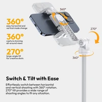 Ulanzi TT88 1.44M Overhead Selfie Stick Phone Tripod with Magnetic Clamp Wireless Remote Extension Tripod for LiveStreaming Vlog 4