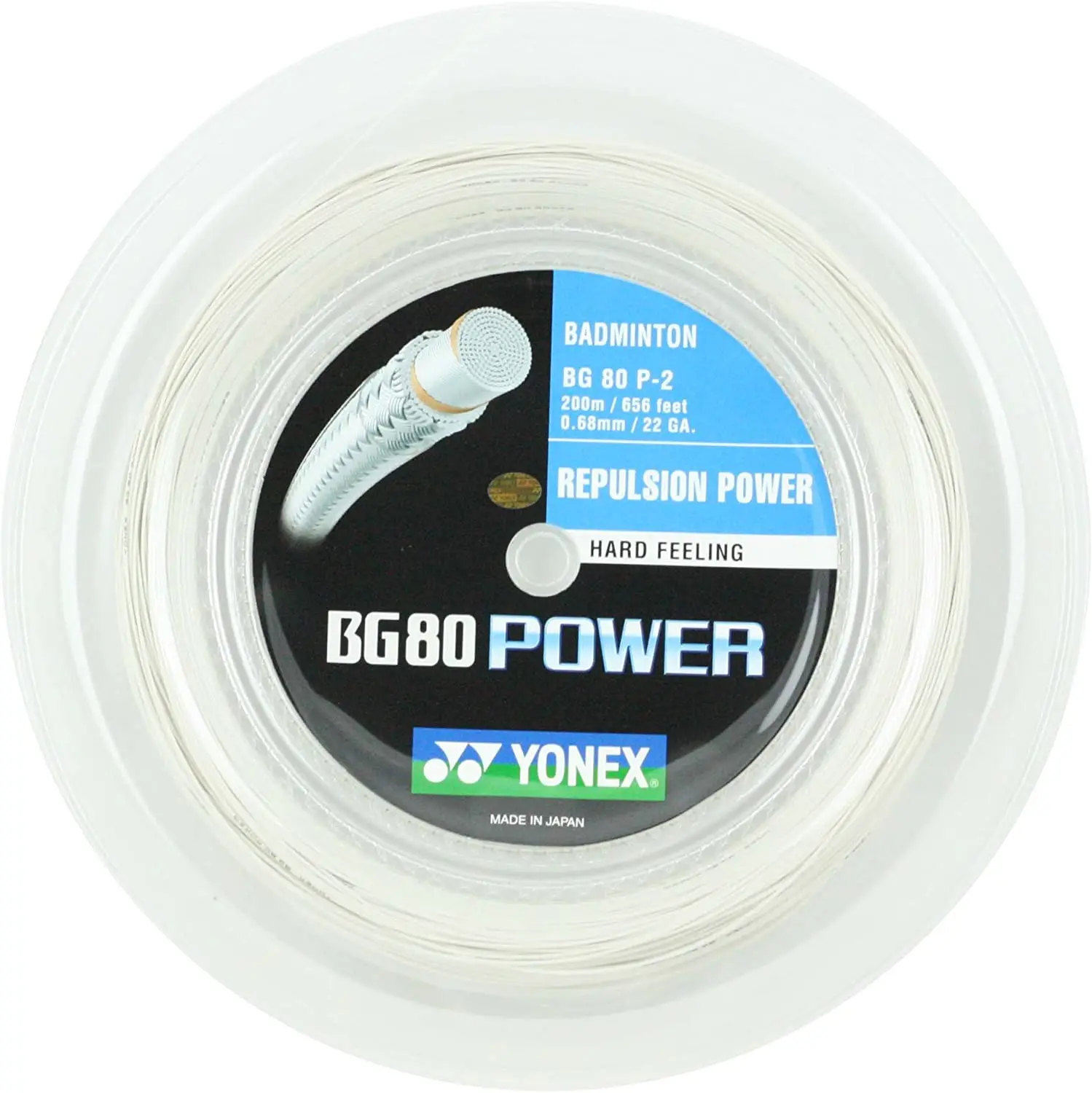 Cuerda de bádminton Yonex BG80 Power 0,68 mm BG80P (200 m) Correa de raqueta Cuerda de bádminton para entrenamiento de resistencia