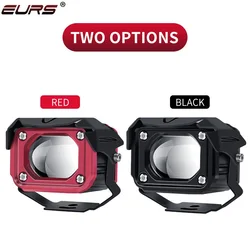 Car Led Front Fog Light Bulb Super Bright Modified Dual Color Motorcycle Spotlights LED Len Laser Lamp White Yellow 3000K 6000K