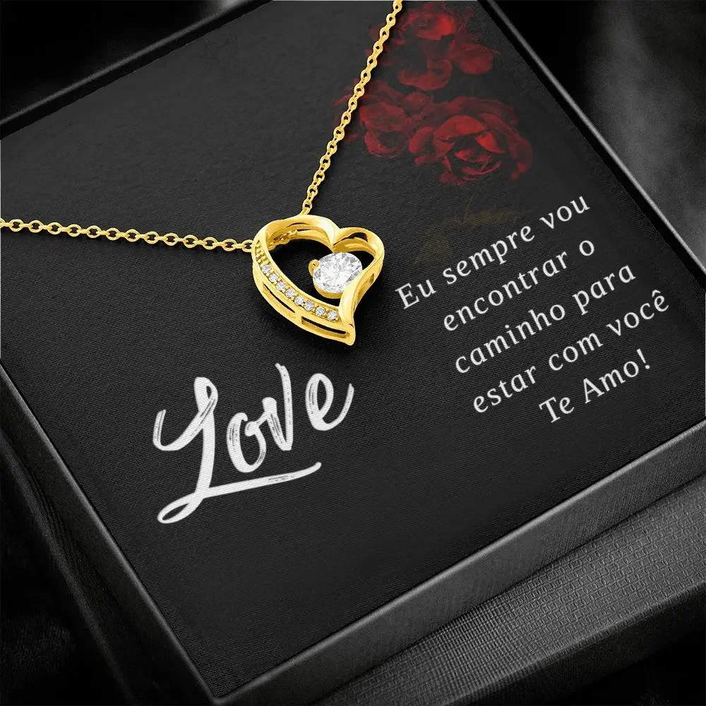 Portuguese To My Girlfriend Soulmate Gift Necklace Women Necklaces Love Heart Girl Gift Gold Plated Drop Pendant Necklaces