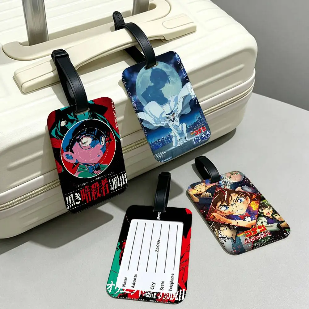 Mystery Detective C-Conan PVC Waterproof Luggage Tag Anti lost Information Card Cover For Student Bag Travel Suitcase