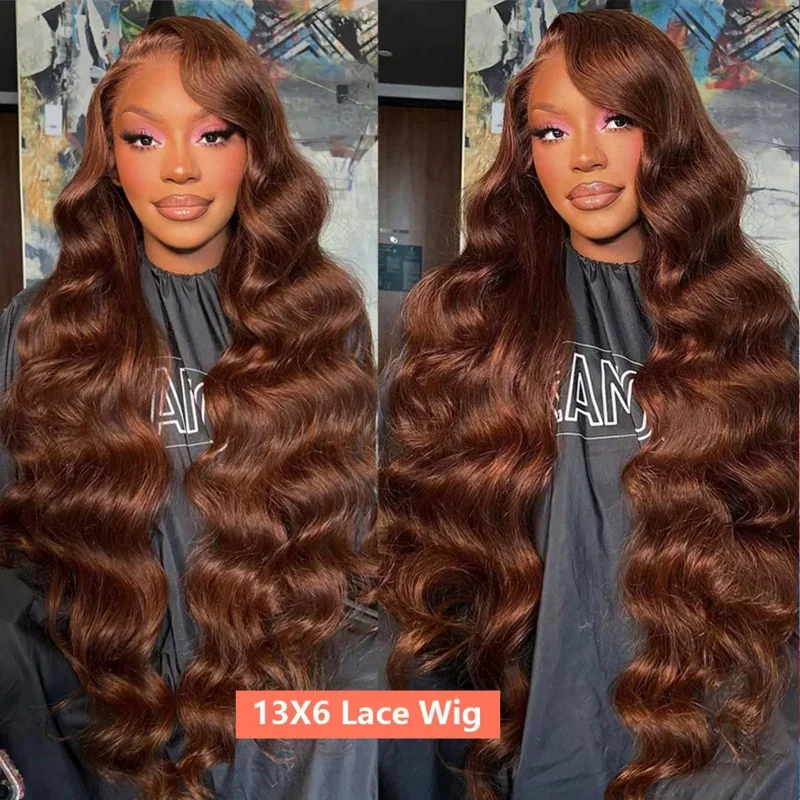 HD Chocolate Brown 13x6 Body Wave Lace Front Wig Brazilian Brown 360 Full Transparent Lace Frontal Wigs For Women Human Hair Y