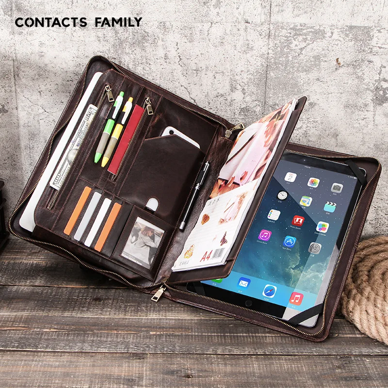 Genuine Leather Protective Case for 12.9-inch Tablet Multi-Functional Stand with A4 Paper Holder Slot Compatible