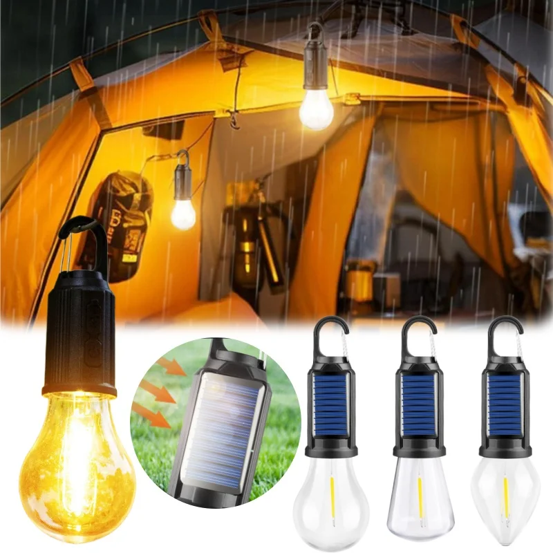 

Outdoor Solar Lights Portable Rechargeable LED Camping Light Tent Lantern with Emergency Hook for Outdoor Camping Lamps
