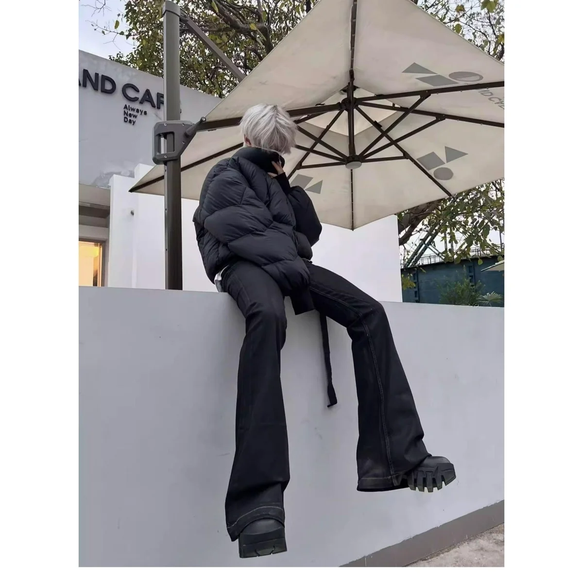 American Retro Vibe Men's High Street CleanFit Bend Knife Flared Black Jeans Slim Straight Leg Jeans Youth Casual Wear