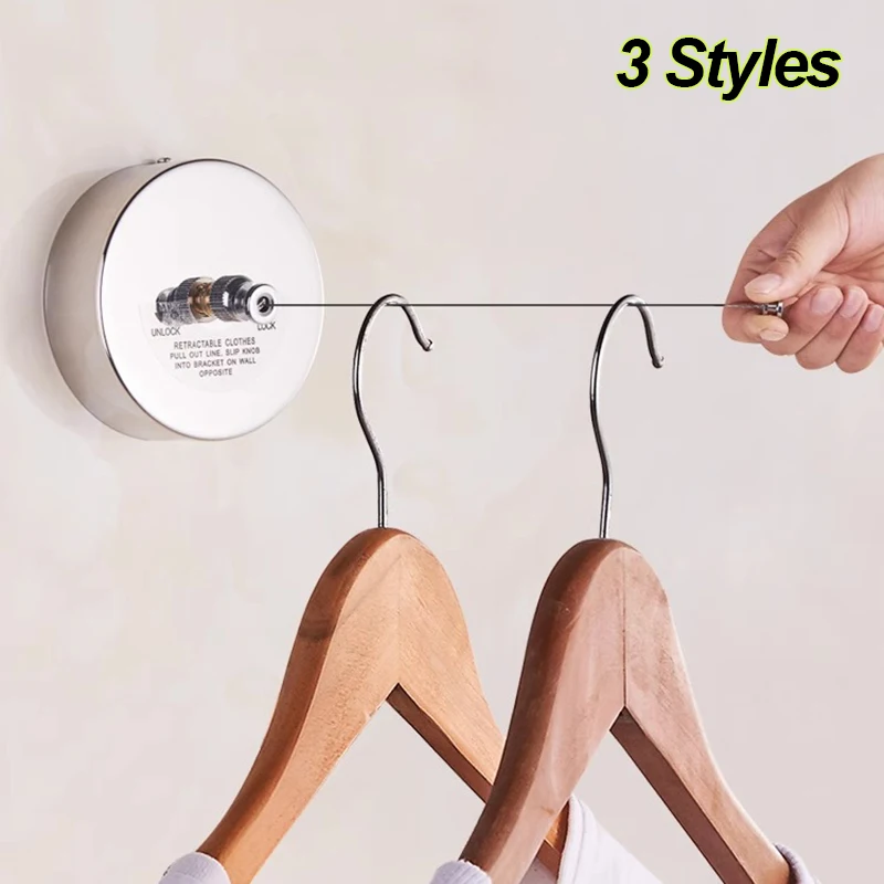 Stainless Steel Extendable Wall Drying Rack Wall Mounted Retractable Clothesline Windproof Clothes Line Non Slip Laundry Hanger