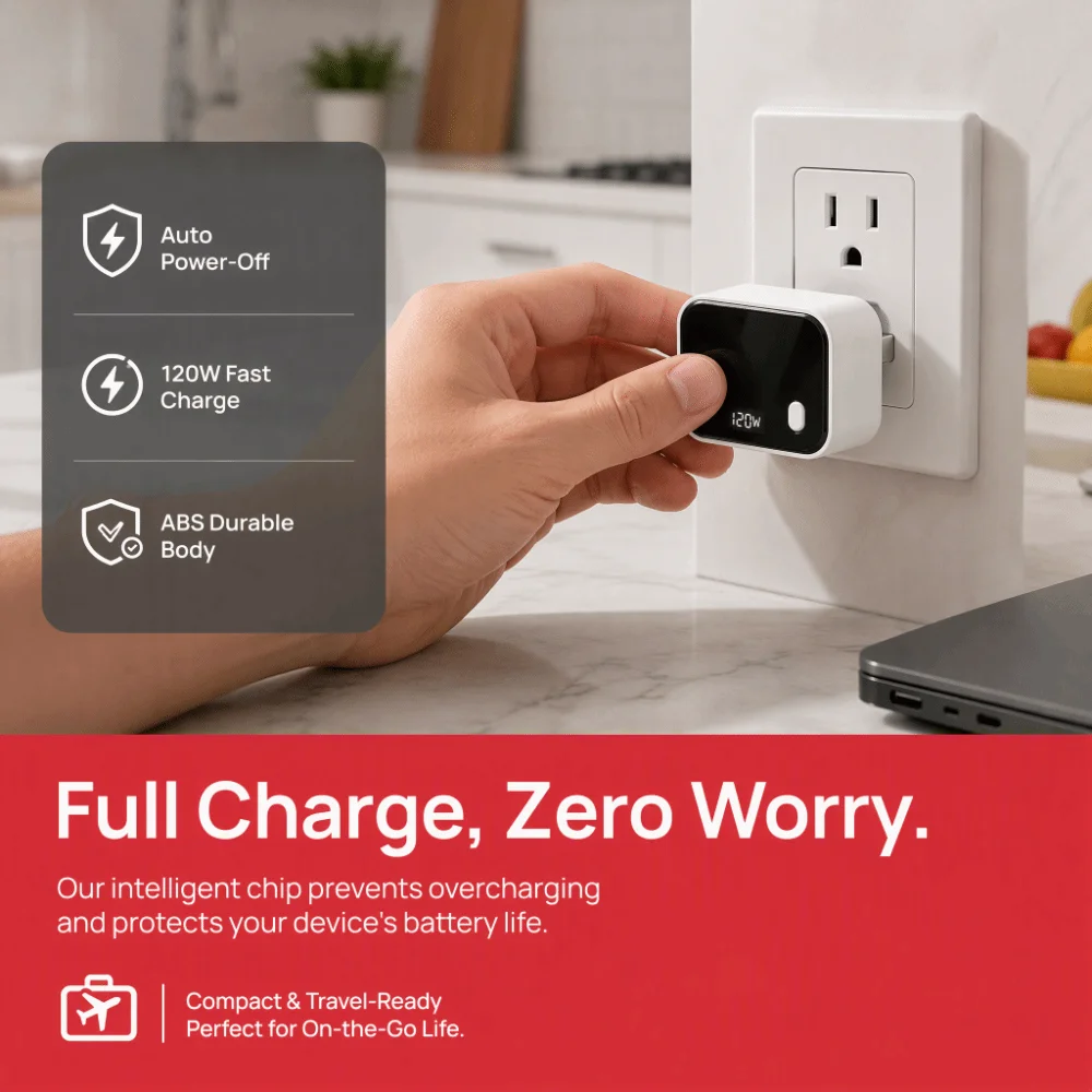 Type-C Auto Disconnect Charger Full Stop Design Physical Cut-Off Overcharge Protection Adapter Automatic Power-off