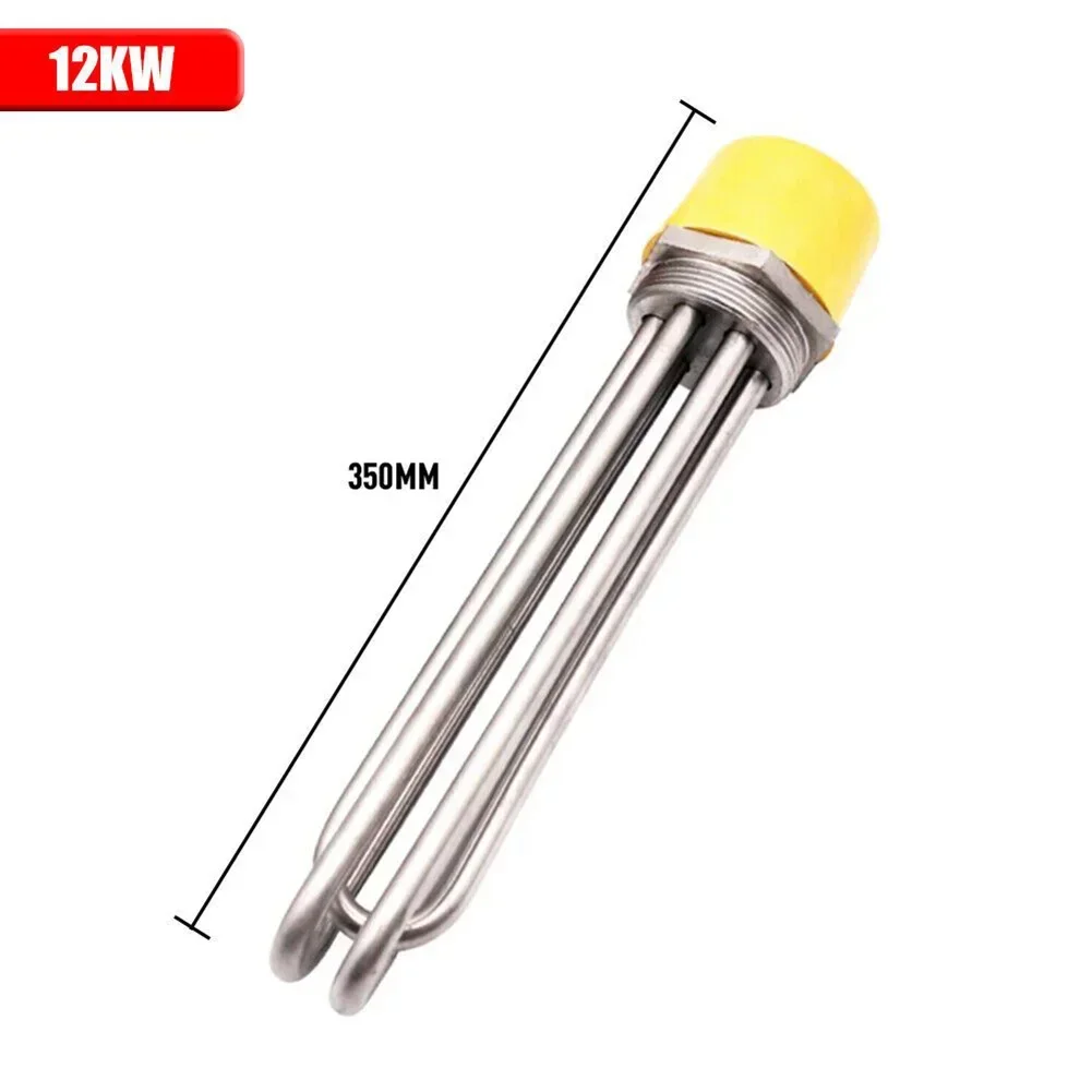 Stainless Steel Heating Element DN40 Immersion Heater 3-12KW Boiler Heating Rod Sliver Triangle Lock 5cm Length Home Heating