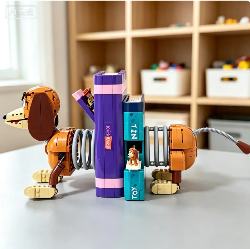 2026 hot selling 1311pcs spring Dog Bookends  Building Block Model Toy Ornament Birthday  Halloween Gifts home decor