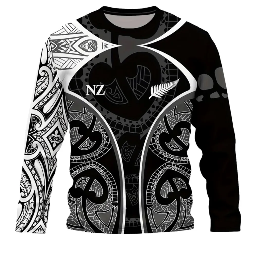 

Retro Ethnic Style 3D Printed Men's Round-neck Autumn Long-sleeved T-shirt, Outdoor Street Fashion Men's Top, Daily Casual