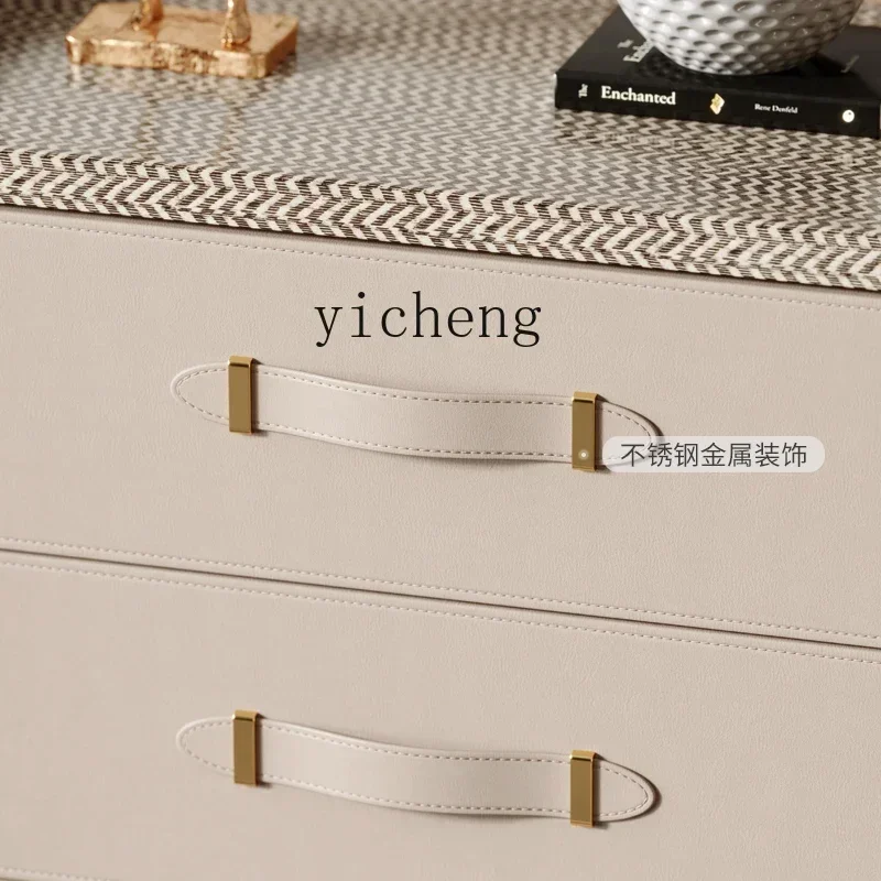 ZZ Italian Style Light Luxury Locker Hong Kong Style Chest of Six Drawers Bedroom Simple Post-Modern TV Bench for Bedroom