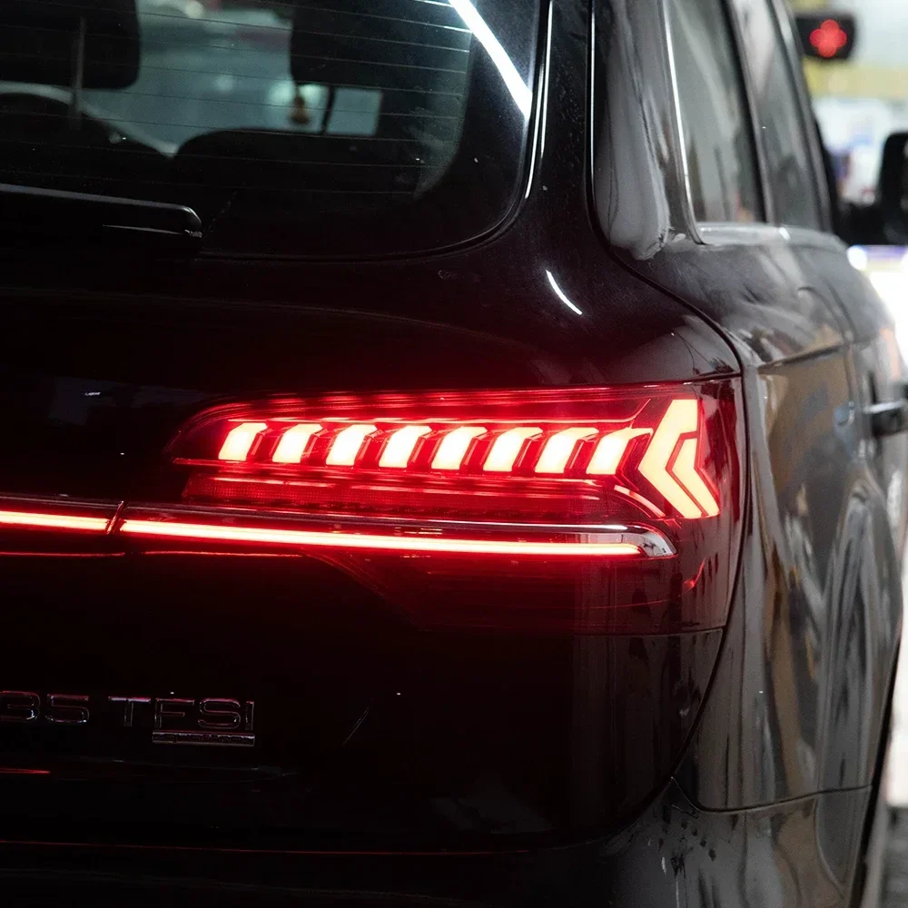 For Audi Q7 2006-2015 Car Taillight Upgrade 2023 LED Auto Back Lamps Assembly Through Back Light Dynamic Flowing Rear Tail Lamp