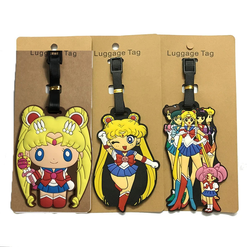 

Anime Sailor Moon Tsukino Usagi Mizuno Ami Silicone Luggage Tag Luggage Decoration Key Buckle Ornaments Periphery Holiday Gifts