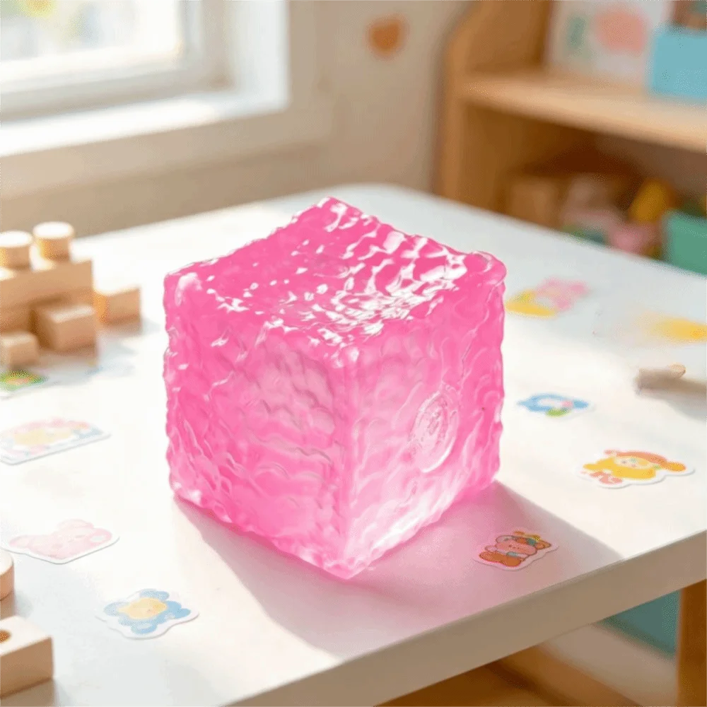 Slow Rebound Ice Skin Cubic Squishy Maltose Texture Soft Cube Slow Rebound Square Shape Shiny Finish Anti-Anxiety Students