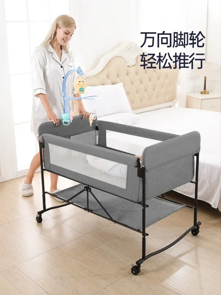 Crib Portable Multi-function Crib Folding Removable Cradle Bed Newborn Bb Bed Splicing Queen Bed