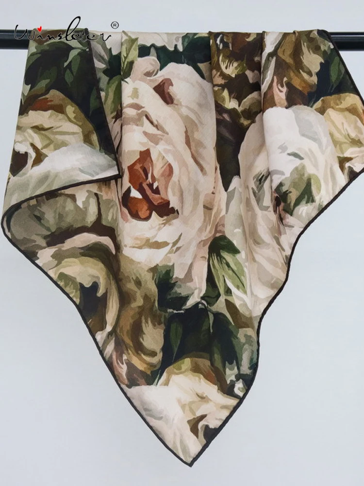 

Winsleter-Женский элегантный шарф из 30% шелка, 70% шерсть, 68*68 см, двусторонний принт, подарки для мамы, ретро-шали, осень 2023, A58441CC