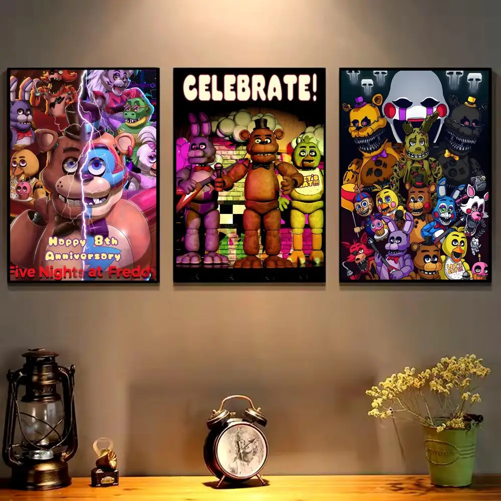 Fnaf Five-nights-At-Freddys Poster HD art sticky wall waterproof home living room bedroom bar aesthetic decoration