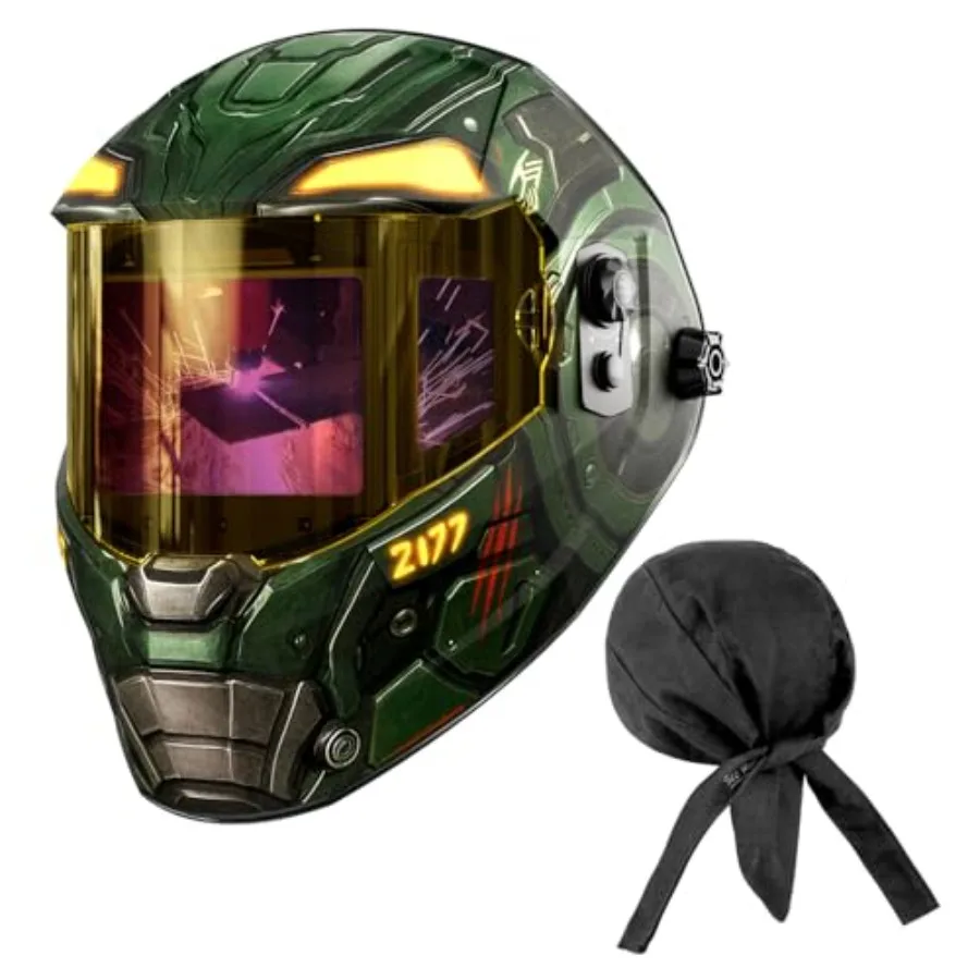 

Digitally Controlled Lens Auto Darkening Welding Helmet Panoramic ViewandProtective Welding Cap Fireproof Cotton