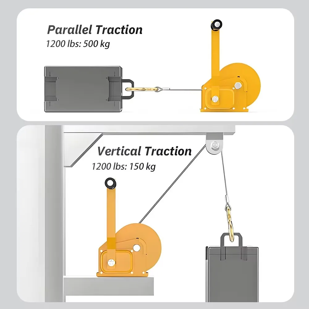 1200 جنيه تعمل ونش دليل رافعة الجر ونش رافعة ثنائية الاتجاه الذاتي قفل ونش صغير محمول