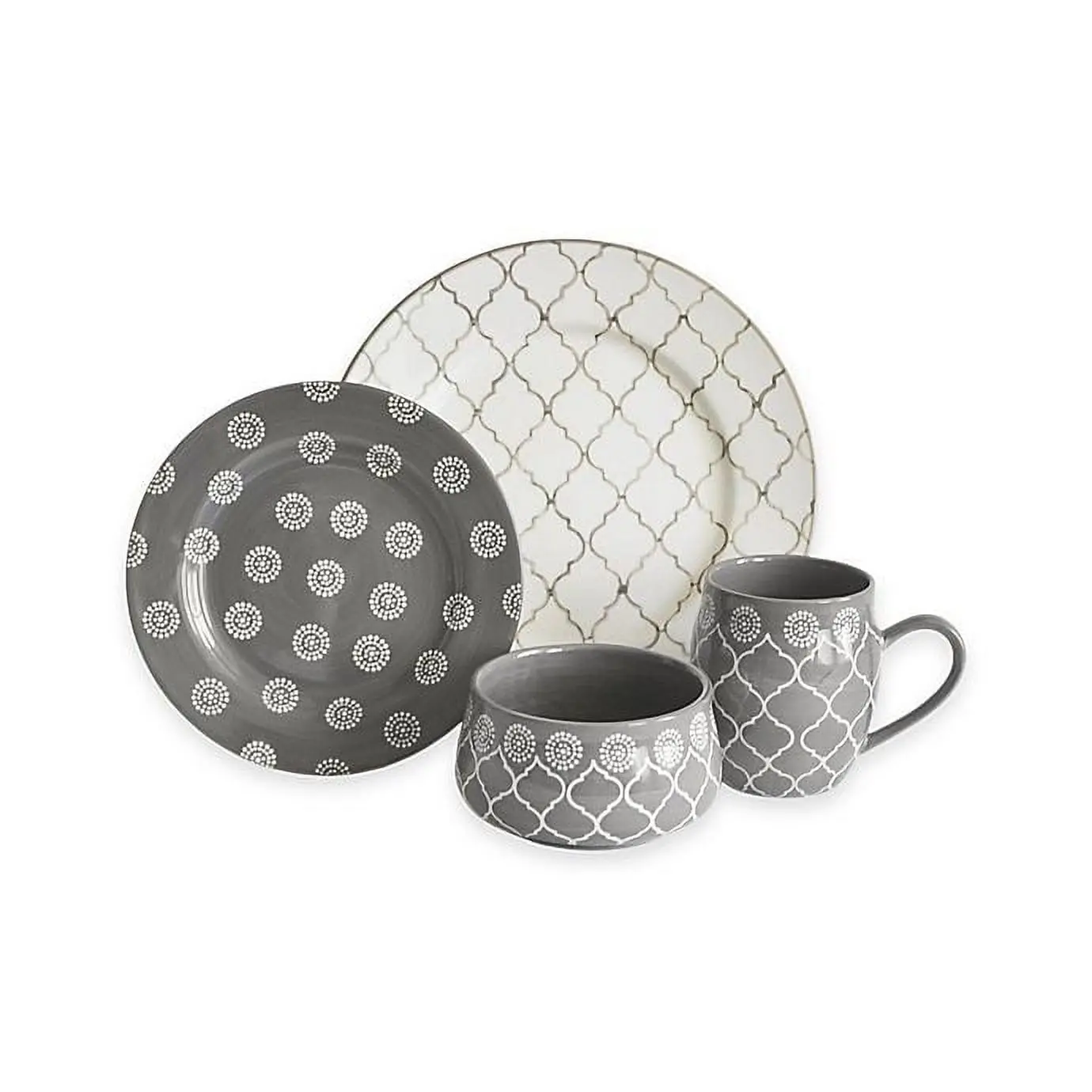 

16-Piece Grey Dinnerware Set, Modern Dining Essentials