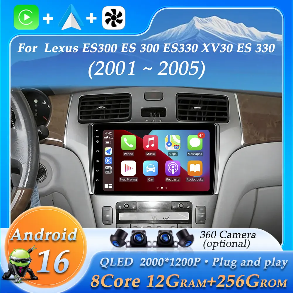 No 2 din for Lexus ES300 ES 300 ES330 XV30 ES 330 2001 - 2005 Car Radio Audio Video DSP Stereo WiFi 4G Multimedia Player CarPlay