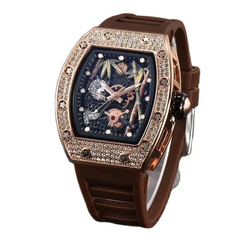 Diamond Barrel shaped colorful multi functional Watch seconds scanning Bamboo pattern Watch Waterproof wholesale