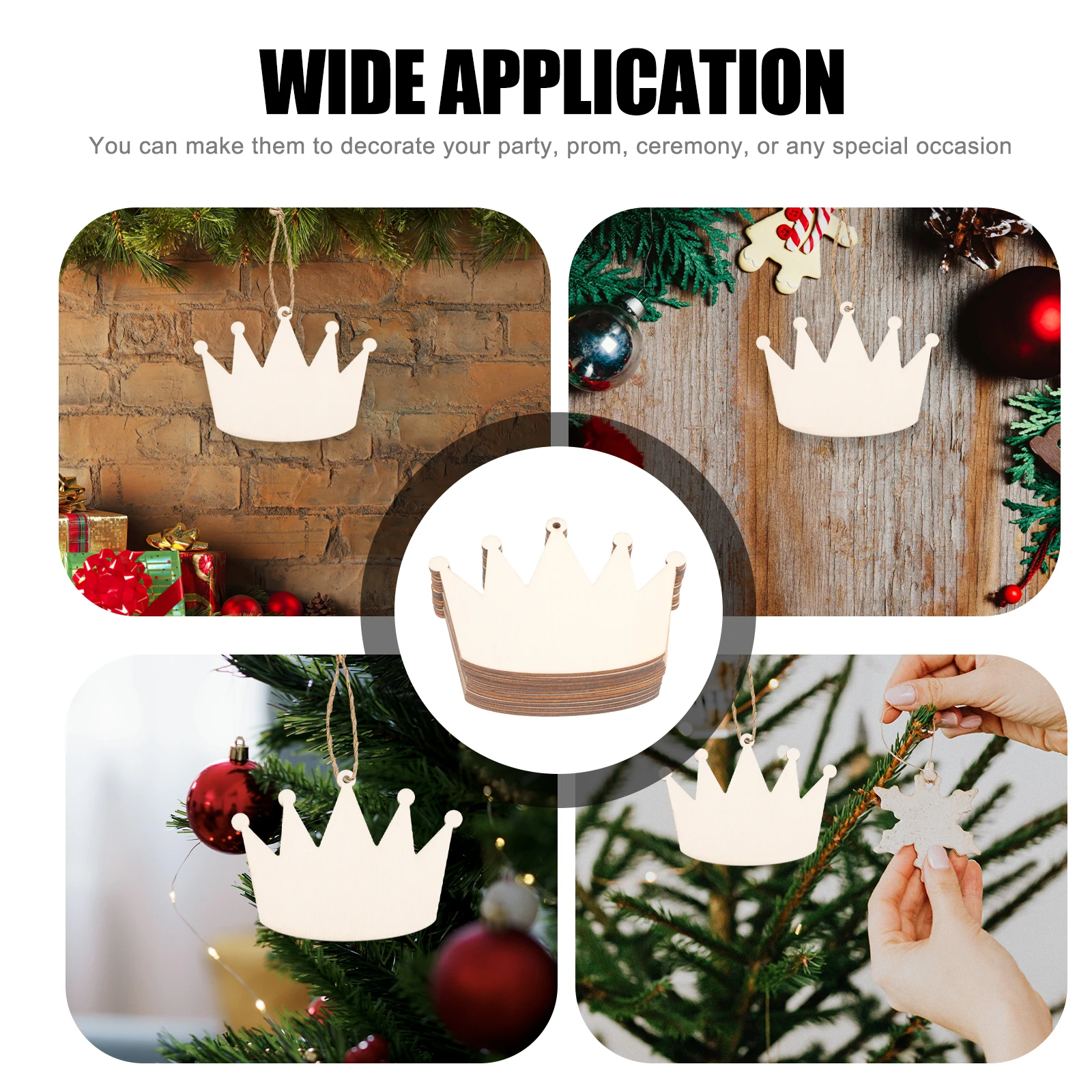 

10pcs Wooden Crown Pendants Craft Decorations Diy Accessories Bracelet Necklace Charms Home Wall Decor Craft Pendant Supplies