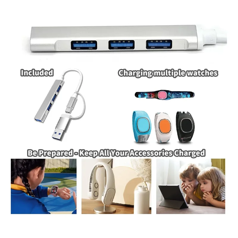 A003 Multi USB C Hub With USB A Port Multifunctional Charger Adapter For Phone Smartwatch For Travel Trip