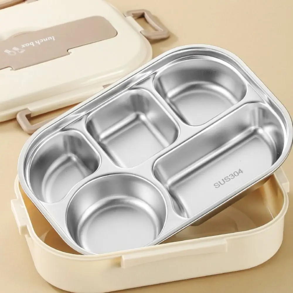 

304 Stainless Steel Insulated Compartment Lunch Box Large Capacity with Soup Bowl and Cutlery Lunch Container Sealed