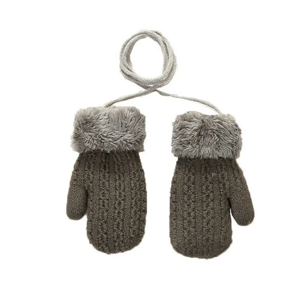 

Для детей 1-4 лет, зимние мягкие вязаные варежки с подвесным воротником, милые толстые теплые перчатки с героями мультфильмов