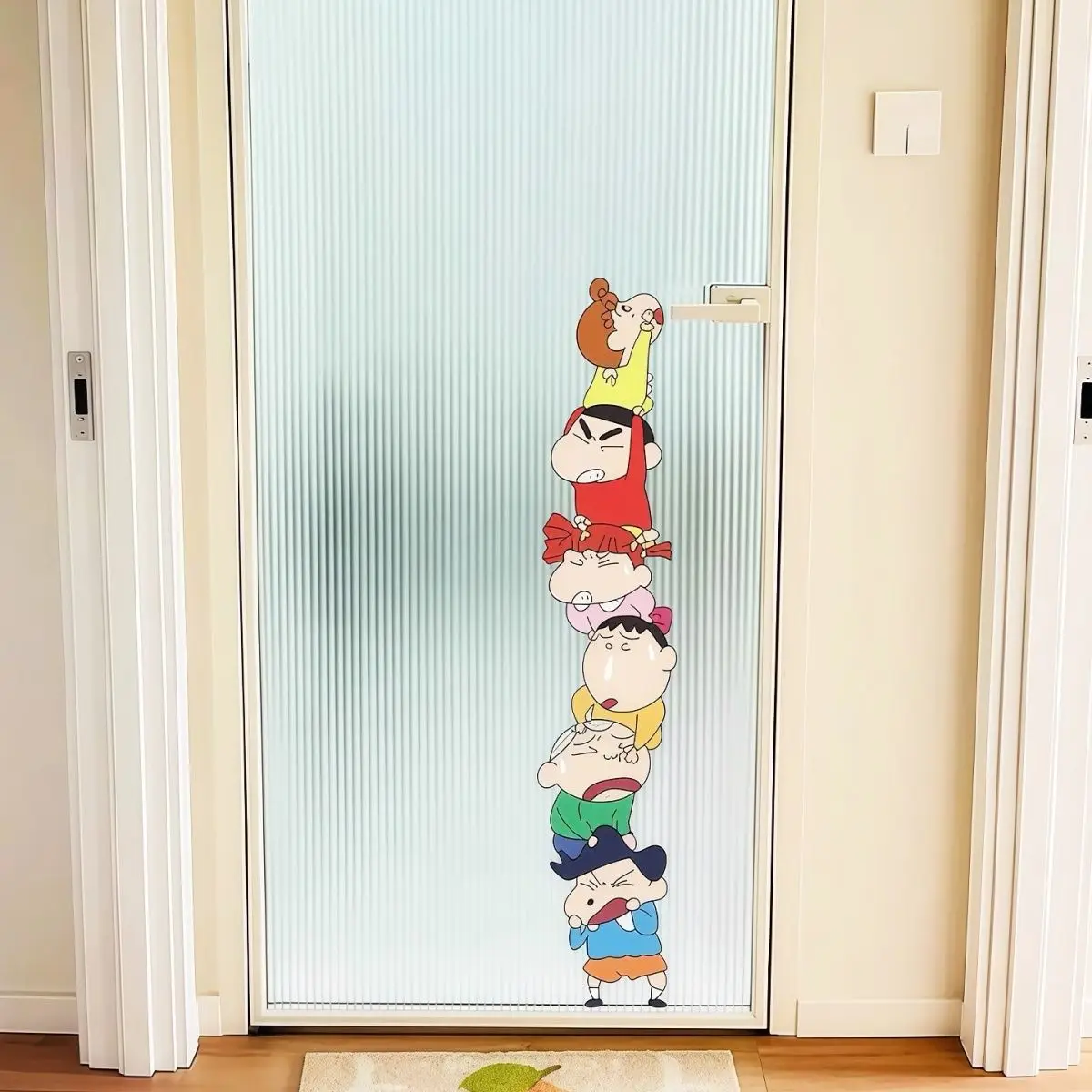 80cm Crayon Shin‑chan waterproof sticker cartoon wall decal for bathroom kitchen glass door cover blemish decor gift for friends