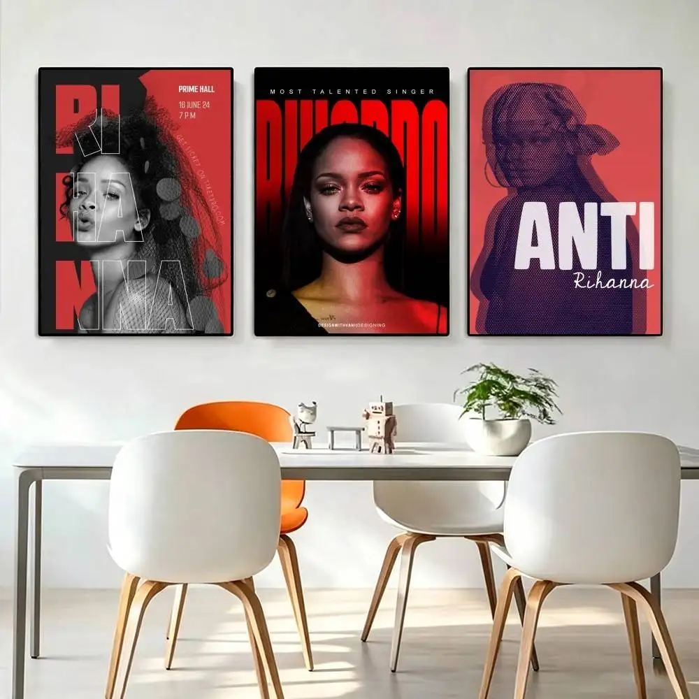 R-Rihanna S-Singer  Poster Waterproof Wall Art Sticker For Bar Living Room Vintage Decor High Quality Print Gift